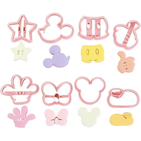 6piece Cookie Cutters With Shapes Of Mickey Mouse Head, Mickey Mouse Head Mickey Mouse Face Minnie Mouse Unicorn Dinosaur Heart And Star For Cookies Sandwiches And