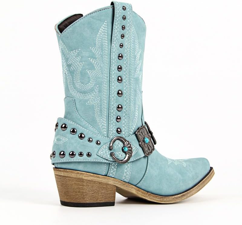 Only maker Cowgirl Western Boots for Women Ankle High Embroidery Pointed Toe Cowboy Rodeo Country Concert Boot