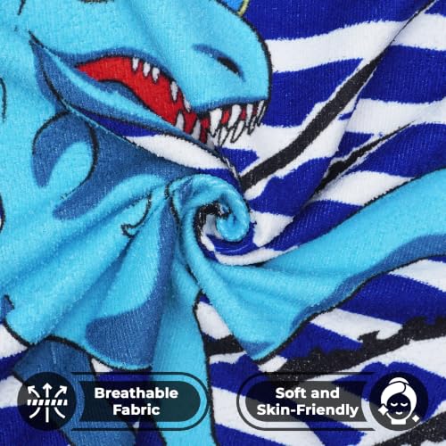 Image of Poncho Towel 120x60 CM, Dinosaur Surf, Royal Blue