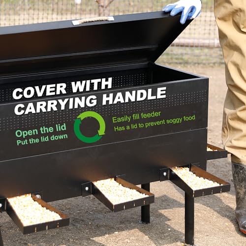 Solution4Patio 128 LB Large Free Standing Deer Feeding Barrel, Heavy Duty Metal Hunting Game Feeder, Portable Gravity Deer Feeder Automatic Dispenser, Weather-Proof