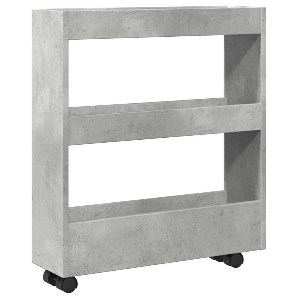 Carrello portaoggetti stretto a 3 ripiani, grigio cemento