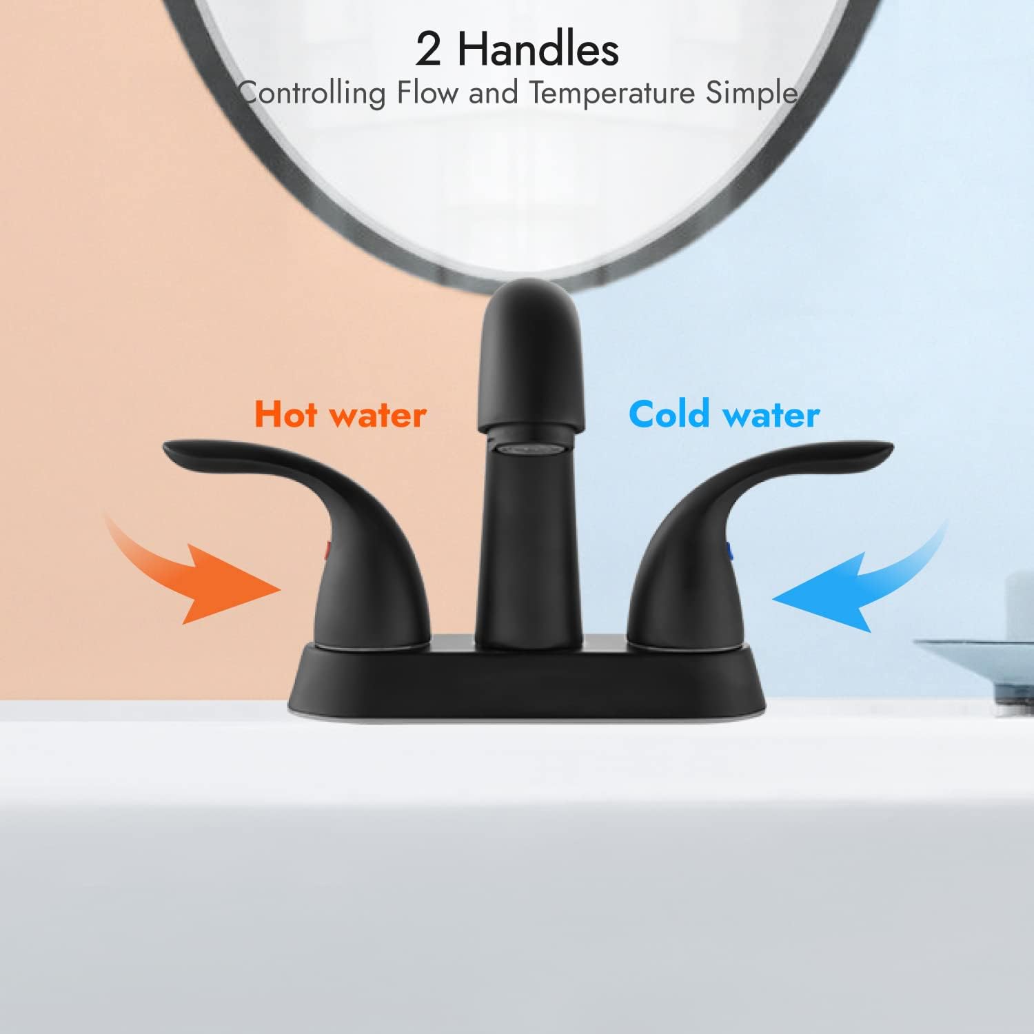 Delta 25897LF Esato 1.2 GPM Grifo De Baño Central De Dos Manijas Con Montaje De Drenaje Emergente De Empuje - Negro Mate