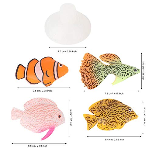 Aquário Peixe Artificial, 4 Pçs/set Efeito Brilhante Realista Silicone Falso Peixe Em Movimento Peix