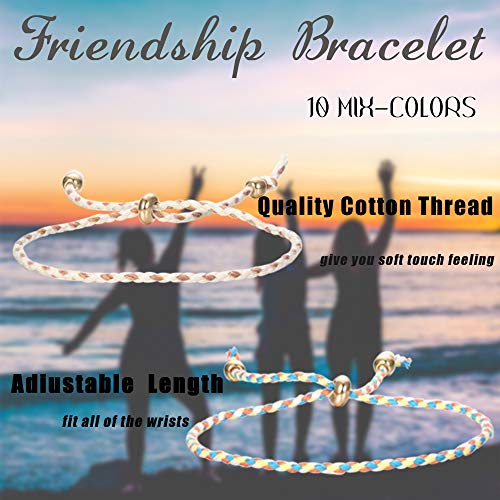 Jstyle 10Pcs Friendship Braided Bracelet For Women Colorful Handmade String Wrap Bracelets For Wrist Anklet Cord Adjustable Birthday Gifts #TOP1