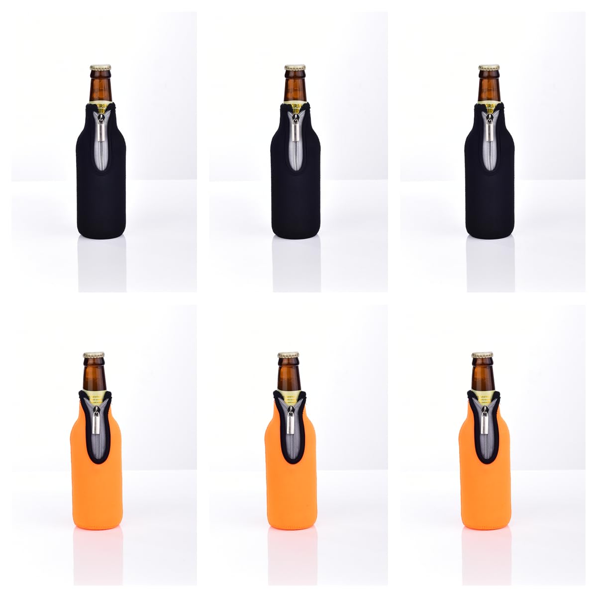 12 Manicotti Termici In Neoprene Per Bottiglie Di Birra, Con Cerniera E Apribottiglie Incluso, Multicolore