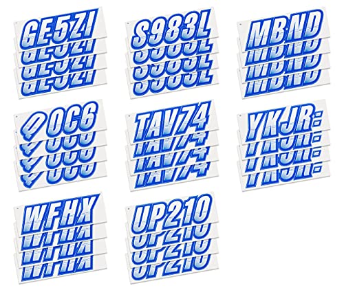 Image of STIFFIE Techtron White /Blue 3 inch Alpha-Numeric Registration Identification Numbers Stickers Decals for Boats & Personal Watercraft