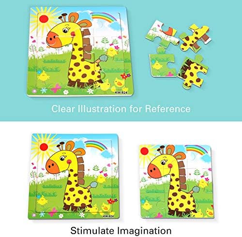Lekebaby Puzzles for Kids 3 4 5 6 8 Years Old, 9 Pieces Wooden Jigsaw Puzzles with Animals, Preschool Educational Learning Toys for Toddlers (9 Pack) 5 51UT8sagD8L. AC