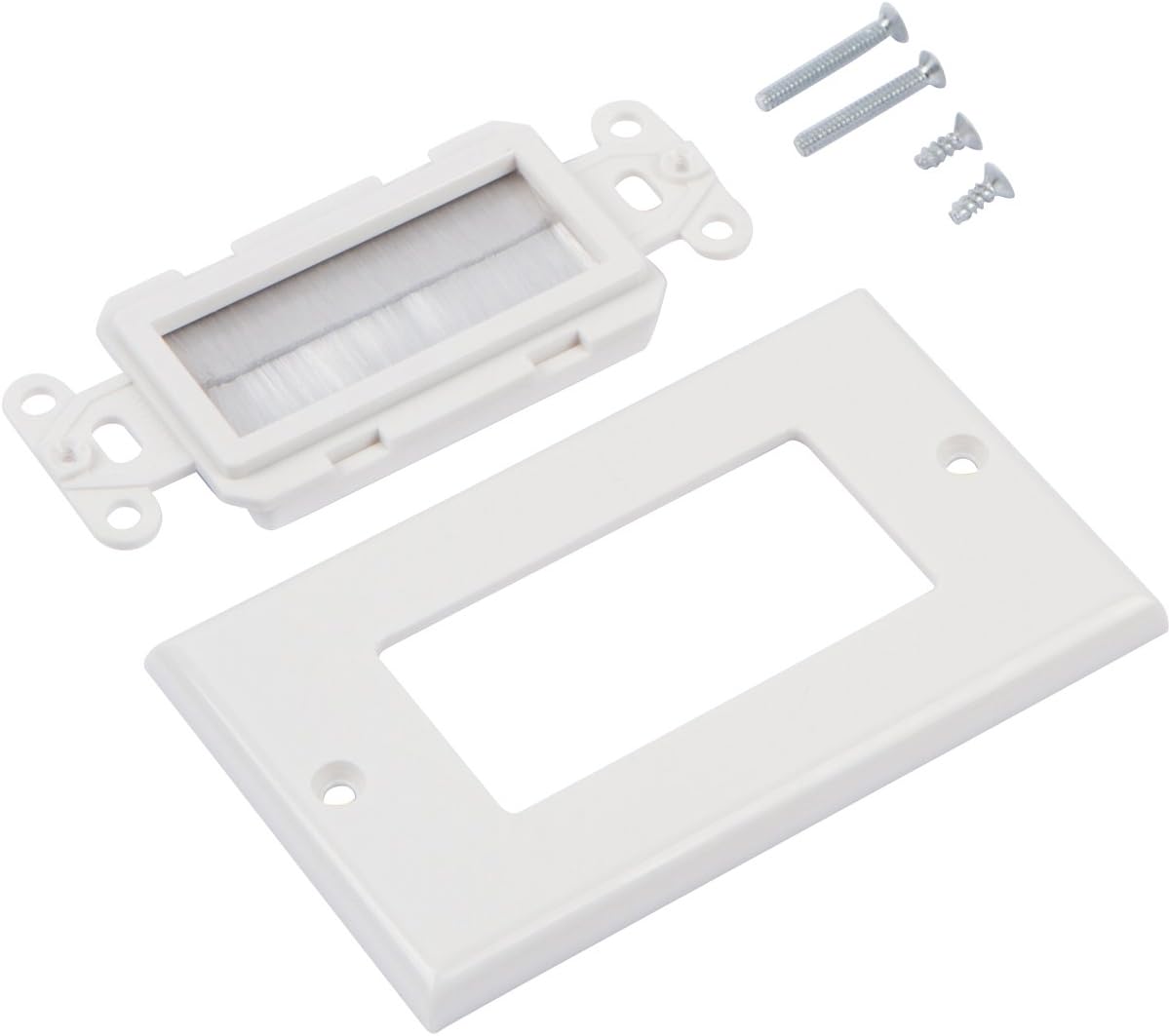 Black Friday Clearance Buyer's Point Brush Wall Plate [UL Listed], Decora Style, Cable Pass Through Insert for Wires, Single Gang Cable Access Strap, Wall Socket for HDTV, HDMI, Home Theater Systems (100 Pack, White)