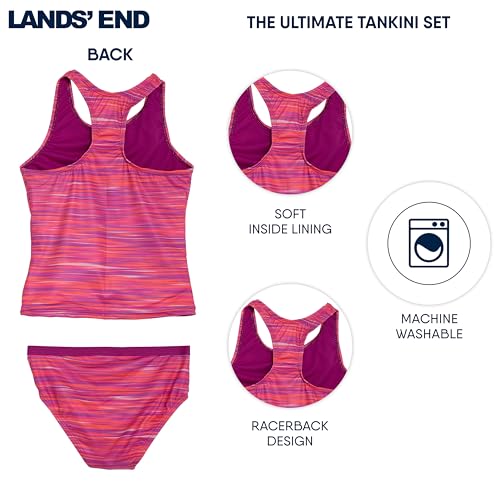 Image of Lands' End Girls' UPF 50+ Swim Bikini Bottom and Racerback Tankini Set