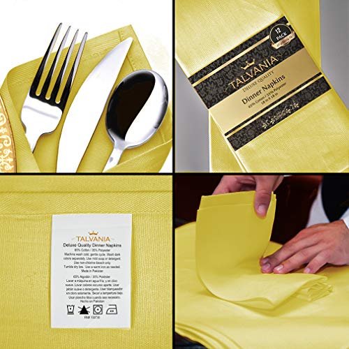Talvania Cloth Napkins - Set of 12 Dinner Napkins - Soft Poly Cotton Washable Napkins - Reusable Fabric Table Napkins - 18” X 18” - Perfect for Events, Weddings, Parties, Hotels & More (Gold) - Thumbnail 6
