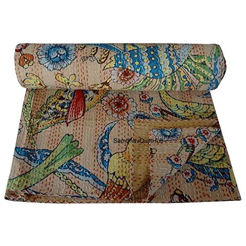 Sambhav Quilt Hub Handmade Cotton Kantha Quilt Throw Cover