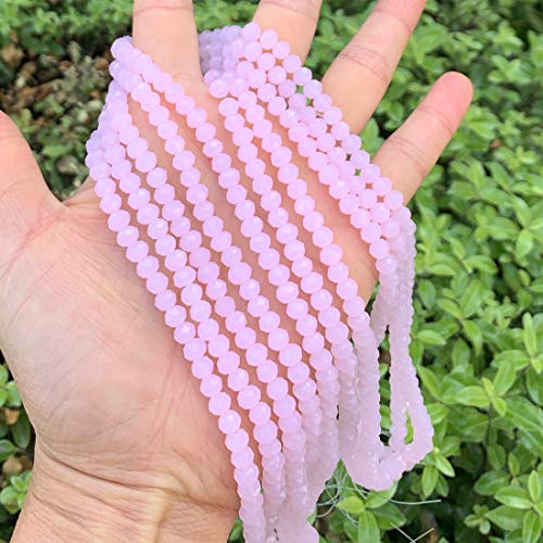Image of 500pcs Czech Faceted Rondelle Crystal Glass Beads 6mm Bulk Pink Rose Opal