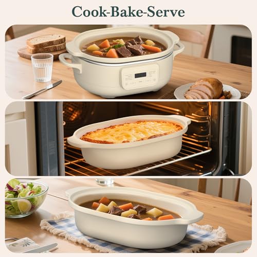 MAGNIFIQUE 4 Quart Programmable Casserole Slow Cooker, 8-in-1 Multi Cooker with Removable Non-Toxic Stoneware Crock, Claypot Slow Cooker, Rice-cooking, Nonstick, Oven Safe Pot to 450°F, Oatmeal by MAGNIFIQUE EXPERIENCE DELIGHT - Used condition - Image 5