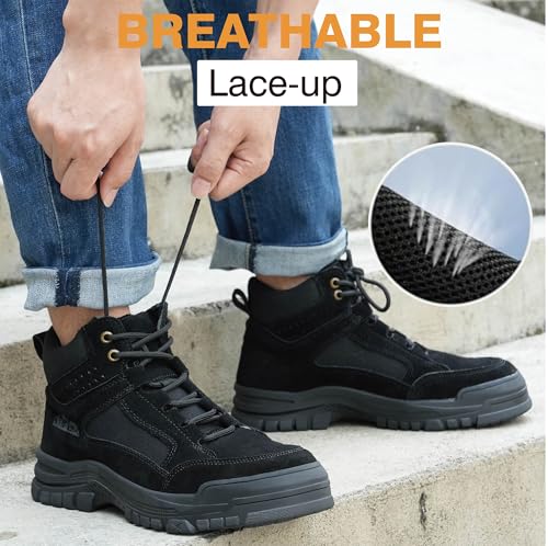 Safety Work Boots for Men - Waterproof Steel Toe Boots Mens Slip Resistant Safety Industrial Boots Construction Shoes3