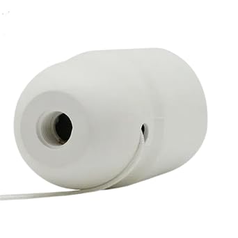 E27 Keyless Pull Chain Lampholder,E26 E27 Vintage Edison ES Screw Plastic Light Socket Pendant Fitting Set (White)