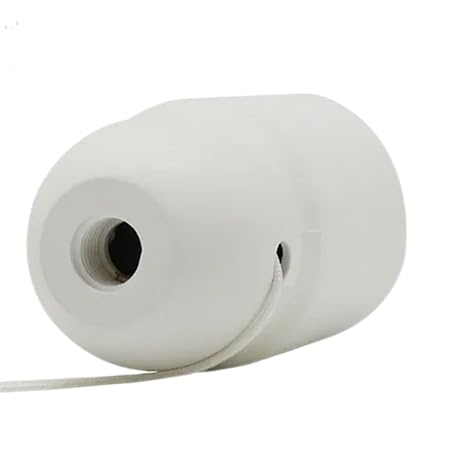 E27 Keyless Pull Chain Lampholder,E26 E27 Vintage Edison ES Screw Plastic Light Socket Pendant Fitting Set (White)