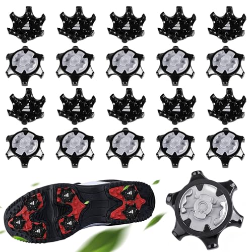 20Pcs Golf Shoe Spikes for Footjoy,Replacement Golf Shoe Studs,Black Metal Cleats Improves Grip and Comfort,Universal Spikes for Running Shoes,Easy to Install,Anti-Slip