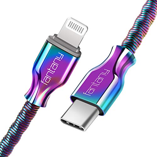USB C to Lightning Cable,[MFi Certified] Fantany 3.3ft Metal Lightning to USB C Cable with Power Delivery Fast Charging&Sync Compatible with iPhone 11/11 Pro Max/XR/X/XS/XS Max,iPad,Airpods,Colourful