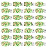 inkgear 24 Pack Fairy Lights with Timer - Battery Operated 3 Modes, 7ft 20 LED Waterproof Indoor String Lights for Bedroom, Wedding, Table Centerpieces, Red & Green