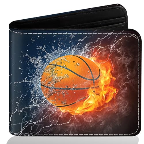 Image of Boys Wallet for Teens, Cool Kids Wallet for Boys Ages 8-10 9-12 11-15, Funny Basketball Leather Bifold Rfid Blocking, Coin Pocket Id Window for Teen Men Youth Guys Birthday Christmas Gifts