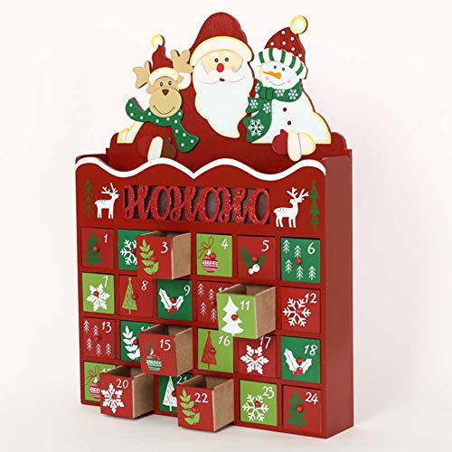 Pioneer-Effort Christmas Wooden Advent Calendar With Drawers Countdown To Christmas Decoration With Led Lights #TOP5