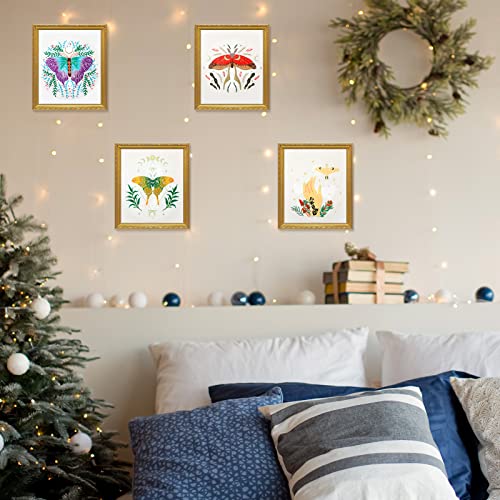 4 Set Moth Embroidery Kit For Beginners Adults Moth And Moon Cross Stitch Cloth Diy Needlepoint Kits With Patterns And Instructions, Embroidery Hoops, Colored Threads, Needles And Needle Threader #TOP6