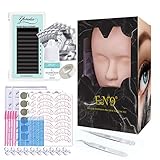 EN9 Eyelash Extension Kit Lash Mannequin Head Practice Lashes Silicone Training Exercise Set Lash Extension Supplies for Beginners Makeup and Eyelashes Extension Kit