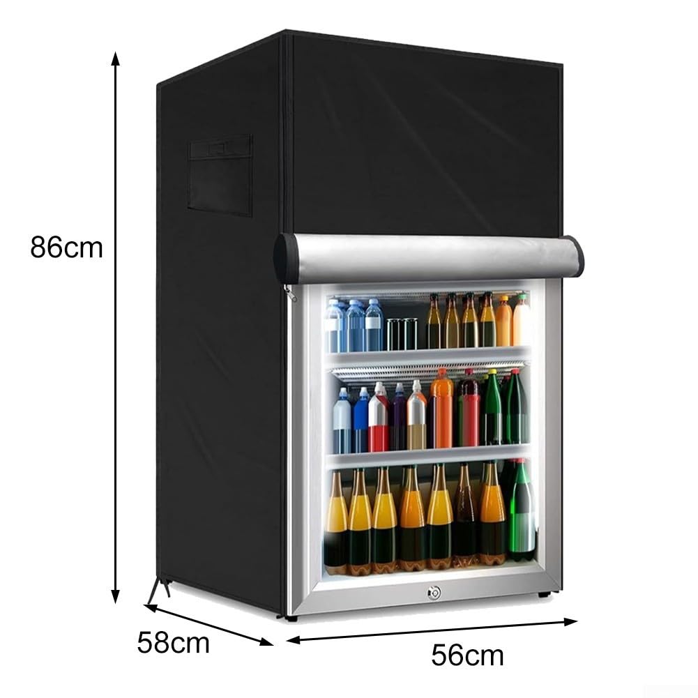 Outdoor-Kühlschrankabdeckung, staubdichte Gefrierschrank-Abdeckungen, zum Schutz von aufrechten Gefrierschränken/Getränkekühlschränken, 210D Oxford-Stoff (schwarz S)