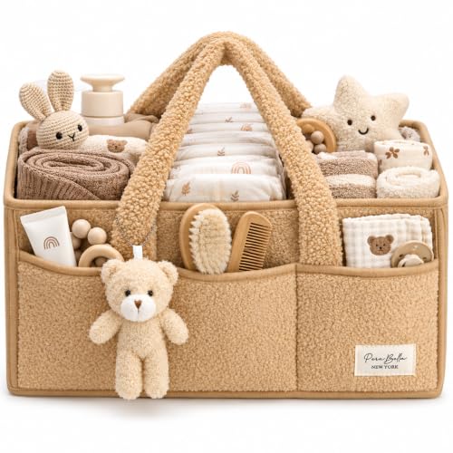 Image of PeraBella Diaper Caddy Organizer for Changing Table, Storage Basket for Wipes, Gift for Baby Shower, Car Organizer, Nursery Organizer, Portable Storage