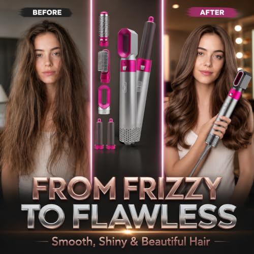 Image of Mabron (15 YEAR WARRANTY) Hot Air Brush, 5-in-1 Hair Dryer Hot Air Brush Styler, Detachable Electric Hair Styler Dryer Brush Rotating for All Hairstyles