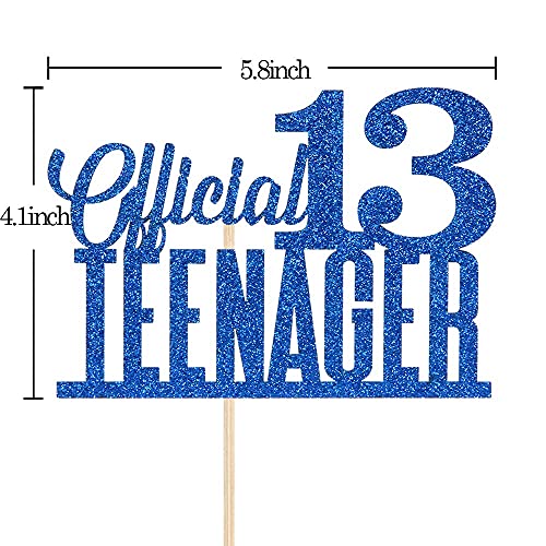 Image of Festiko Blue Glitter Happy 13th Birthday Cake Topper, Teens & Fabulous Party Cake Decoration Supplies