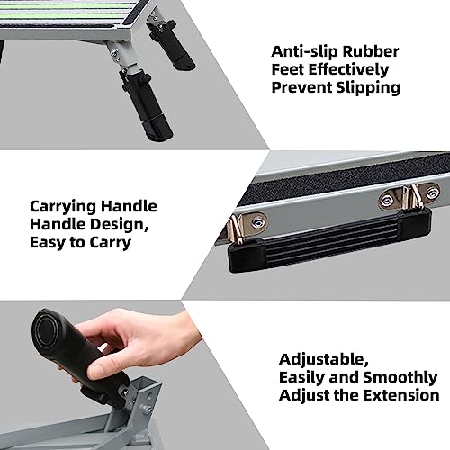 Homeon Wheels RV Step Stool, Adjustable Aluminum Platform with Non-Slip Surface, Folding Step with Rubber Feet, Reflective Strip, Handle & T Level, for Camper Use, 1000lbs, 16.5x12.2, Gray Luminous by Homeon Wheels - Image 5