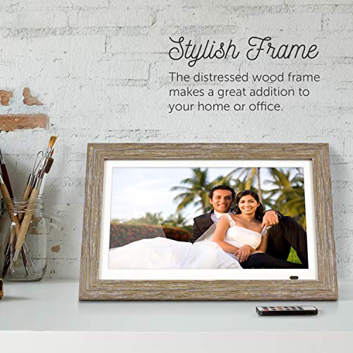 Aluratek 13" Distressed Wood Digital Photo Frame With 8Gb Built-In Memory, 2 Interchangeable Frames, Usb/Sd/Sdhc Supported, Built-In Clock & Calendar #TOP3
