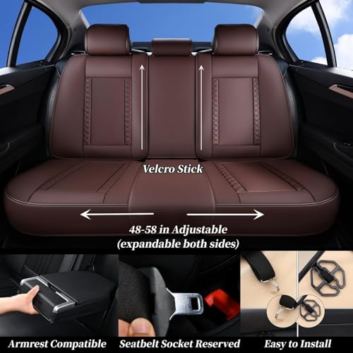 Image of Coverado Car Seat Covers Full Set, Front Seat Cover and Back Seat Covers for Cars, Faux Leather Waterproof Seat Covers, Car Seat Protectors, Automotive Seat Covers Universal for Most Vehicles Coffee