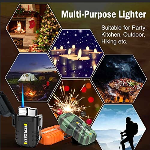Torch Refillable Windproof Outdoor Gas Lighter - Adjustable Jet Flame, Fireplace, Fireworks, Grill, Camping, BBQ - Gifts for Men. (Orange) - Image 7