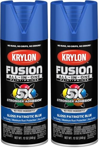 Image of Krylon K02716007 Fusion All-In-One Spray Paint for Indoor /Outdoor Use, Gloss Patriotic Blue, 12 Ounce (Pack of 2)