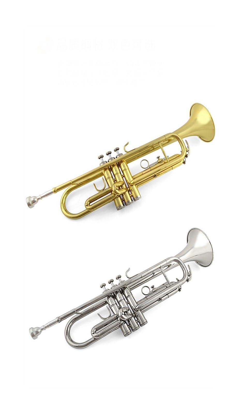 trąbka instrument Trąbka złoto srebro B płaski test wydajności na poziomie podstawowym(Color:Silver)