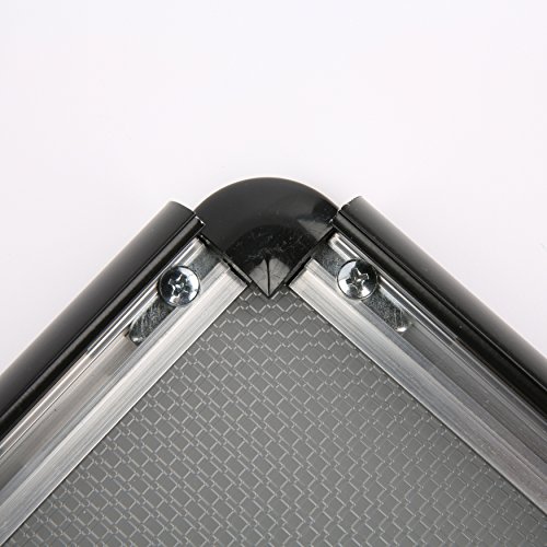 M&T Displays Snap Poster Frame 22X28 Inch Black 1" Aluminum Profile Front Loading Wall Mounting Photo Picture Document Certificate Sign Holder Round Corner Anti Glare Cover #TOP2