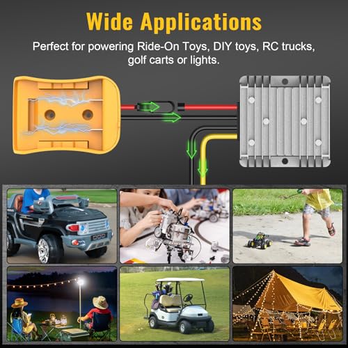 Azocek 20V to 12V Step Down Converter 20A 240W Max - Compatible with DeWalt 20V Battery, Power Wheel Battery Adapter, DC 12V Buck Regulator with 30A Fuse & Wire Terminal - Thumbnail 7