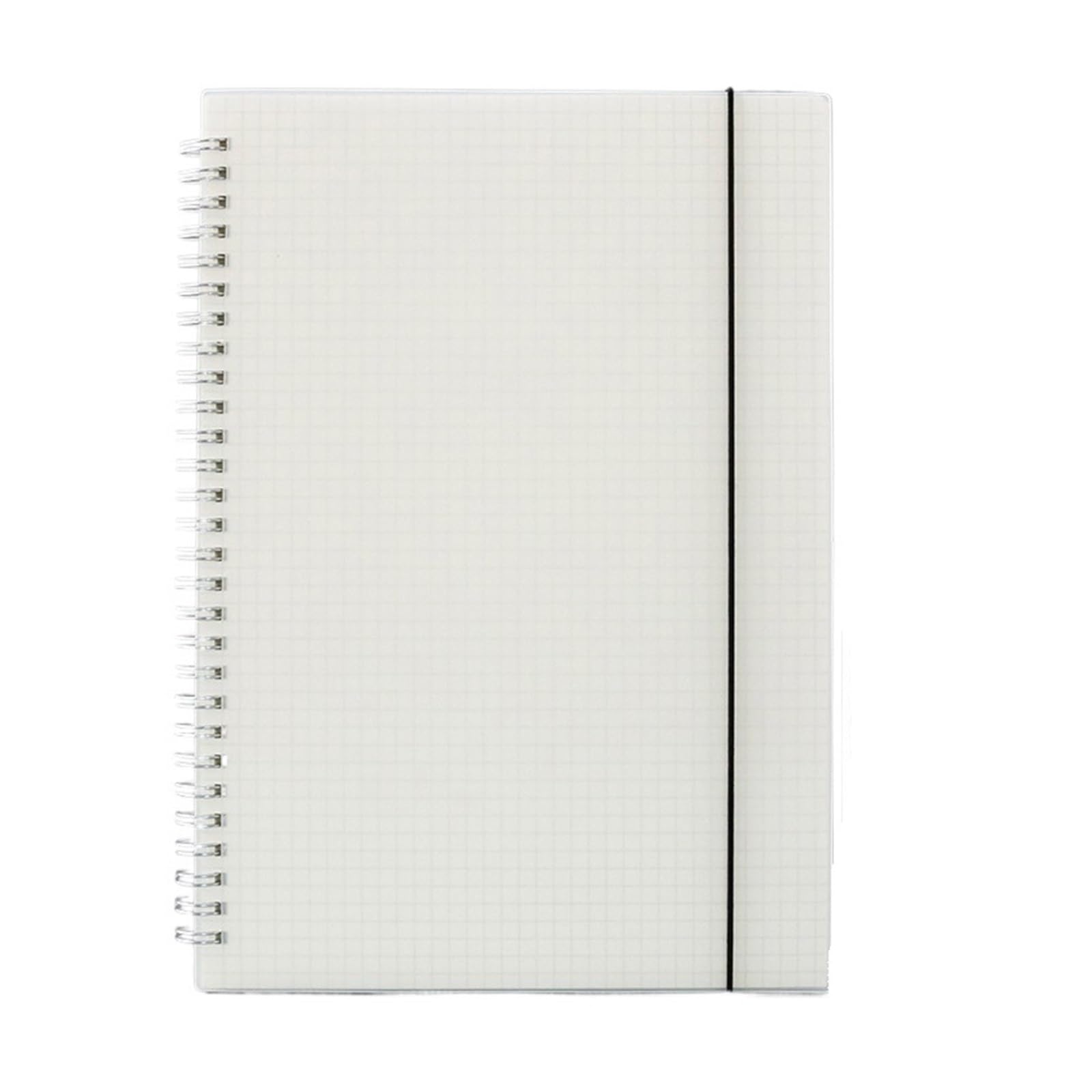 Cuaderno Espiral Cuaderno de notas con correa, libreta, cuaderno, agenda, cuadrícula, puntos, papel blanco transparente, tamaño A4/B5/A5/A6(Grid,A4 21.2x29cm)