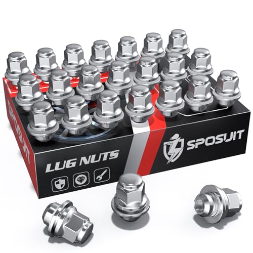Image of Sposuit 24 Pcs M12x1.5 Chrome OEM Factory Lug Nuts, for Toyota, 47mm Length | Compatible with 1989-2023 Toyota 4Runner, 2016-2021 Tacoma, 2000-2006 Tundra, 2016-2023 Hilux, OEM Factory, Chrome