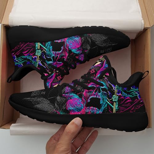 Skull Walking Shoes for Men Mesh Athletic Road Running Shoes Lightweight Breathable Halloween Training Sports Shoes Tennis Walking Sneaker4