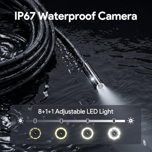Image of DEPSTECH Inspection Endoscope Camera with Lights: Triple Lens 5 inch IPS Screen Snake Camera with 16.5FT Flexible Cable, Waterproof 1080P Industrial Borescope Tool for Auto, Wall, Sewer, Pipe, Mechanics