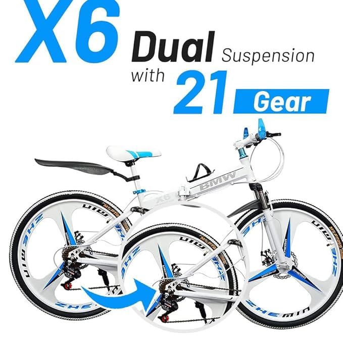 Carbon Steel Frame White Bike with 21-Speed Gears