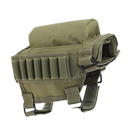 Rifle Cheek Riser, Tactical Rifle Buttstock Cheek Rest Pad with 7 Rifle Stocks Holder for 308 - .300Winmag, Rifle Buttstock, Hunting Shooting Ammo Pouch with 7 Shells Holder