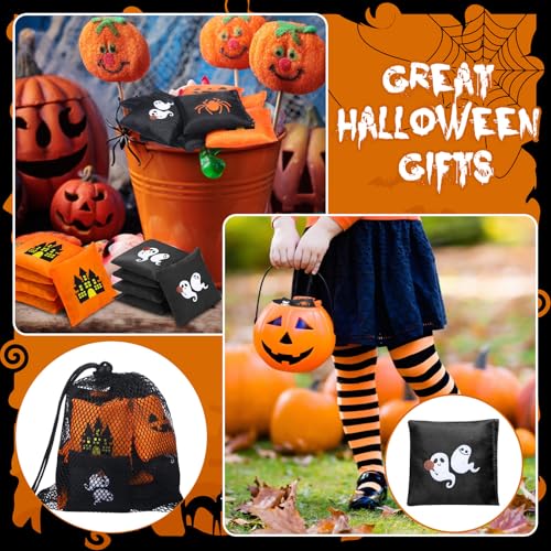 LaRandom 21 Pcs Cornhole Bean Bags for Halloween with Black Mesh Drawstring Bag 2 x 2 Inch Haunted House Ghosts Spiders Pumpkins Small Orange Black Beanbags for Toss Party Toy Halloween Throwing Games by LaRandom - Image 6