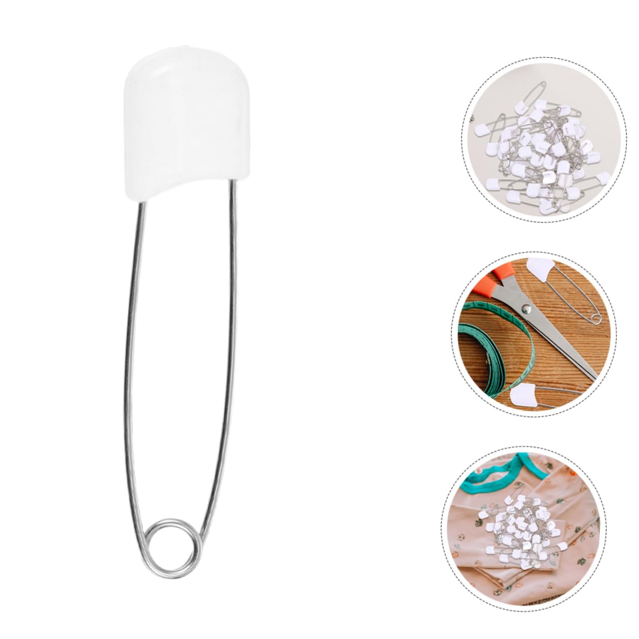 ERINGOGO Épingles de Sûreté Accessoires Portables Lot de 60 Blanches Verrouillent Couches et Vêtements en Alliage de Zinc et PP pour Bébés et Adultes