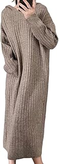 [Vmiutyer LLOP] ニットワンピース レディース ロング フード付き リプニット セーター ゆったり カジュアル 厚手 無地 秋 冬