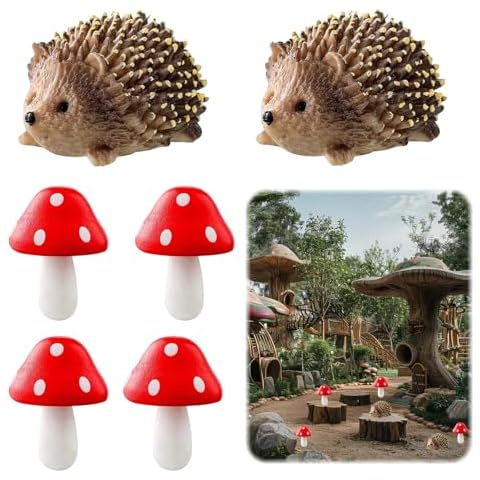 ChAusa 6Pcs Hedgehog and Mushroom Garden Decor Cover