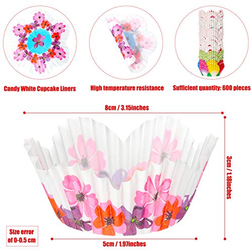 600 Pieces Colorful Flowers Cupcake Liners Heart Cupcake Baking Cups Petal Shaped Wrappers Muffin Case Trays For Birthday Party Decoration #TOP1